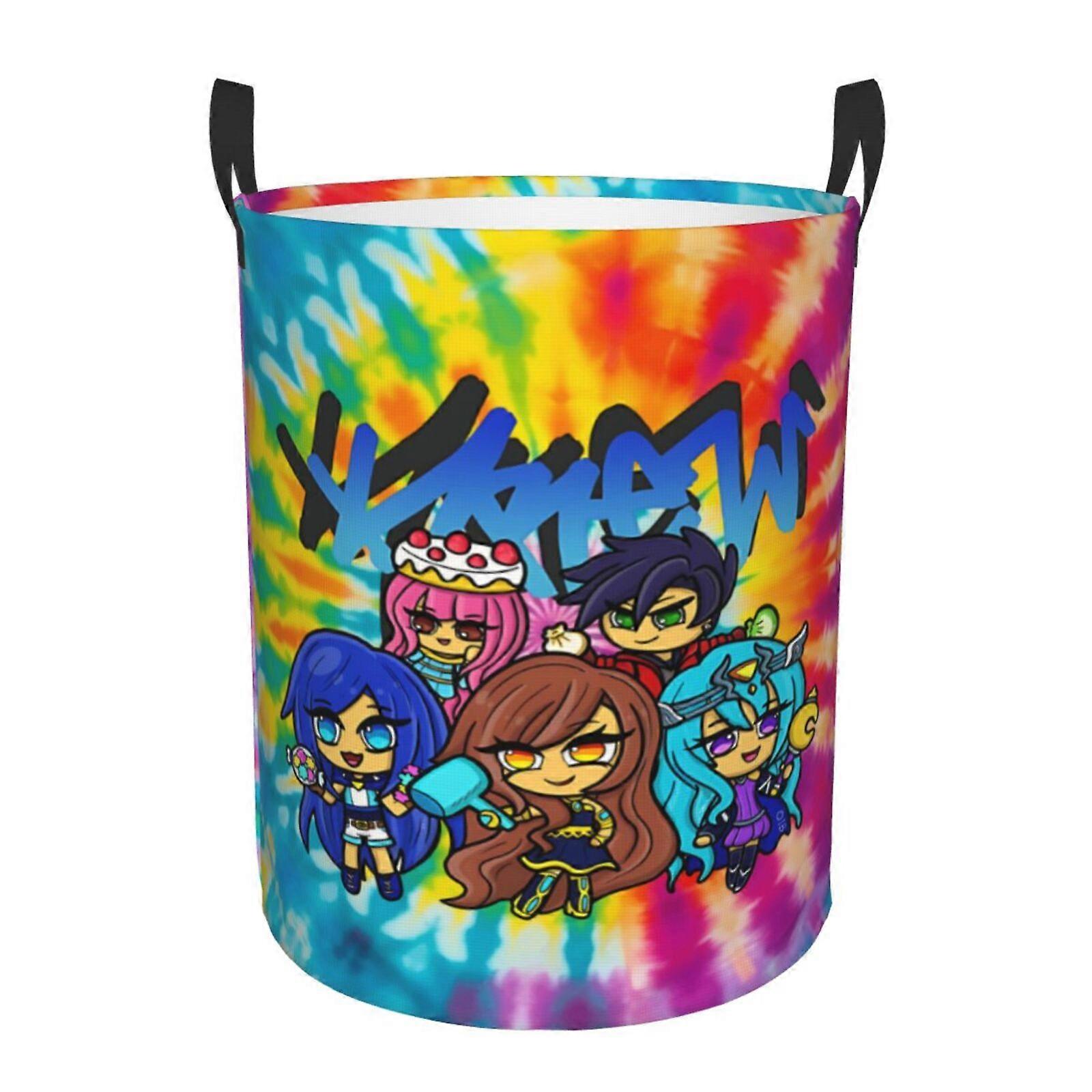 Itsfunneh Krew 3d Graphic Flame Laundry Basket Fire Flame Clothes Hamper Storage With Handle-SYS27896