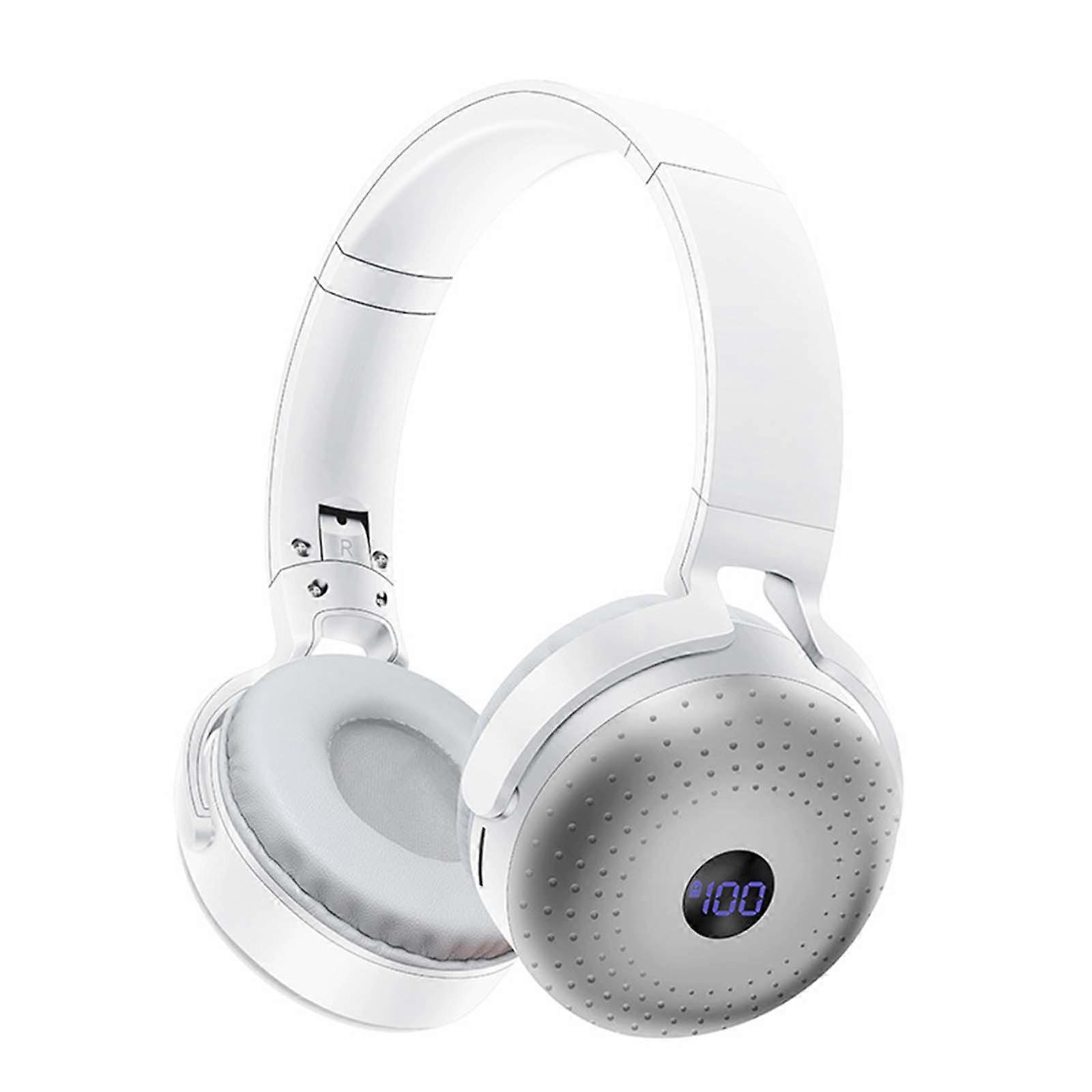 Bluetooth 5.0 Subwoofer Head-Mounted Foldable Headphones - Built-in Mic Wireless Call Folding Stereo Noise Cancellation Over Ear Soft Earmuffs Headset