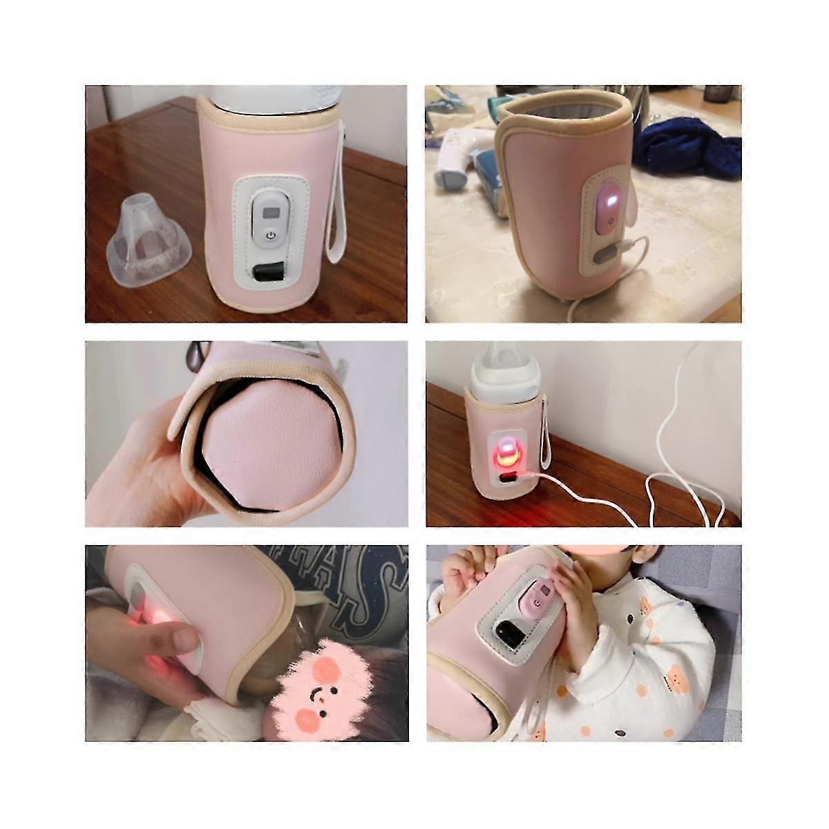 USB Mjölk Vattenvärmare Resevagn Isolerad Väska Digital Display Baby Omvårdnad Flaskvärmare För Utomhus Vintergrön