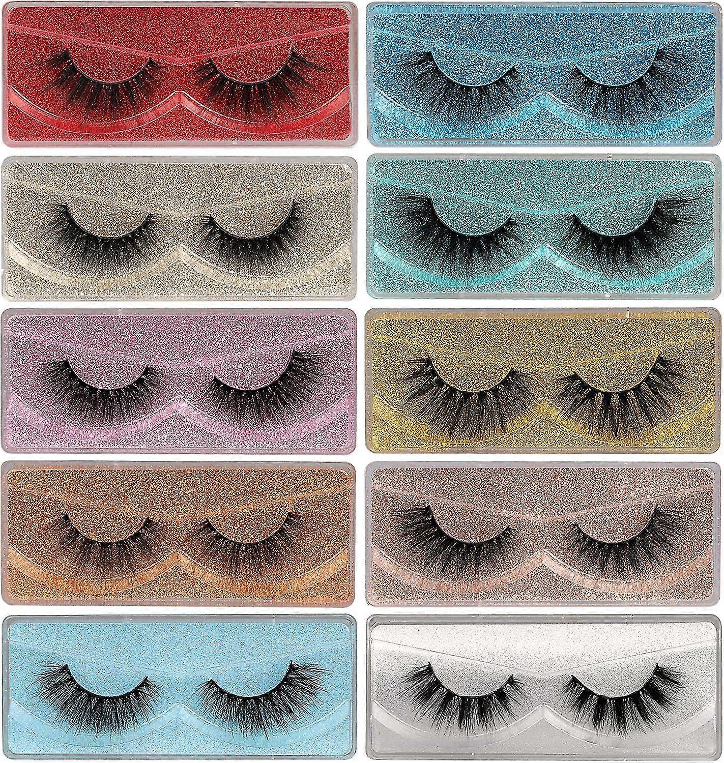 Lashes False Eyelashes Natural 3d Faux Mink Eye Lashes 10 Pairs 10 Styles Fluffy Wispy Fake Eyelashes Dramatic Handmade Reusable Lashes Pack With 10 P
