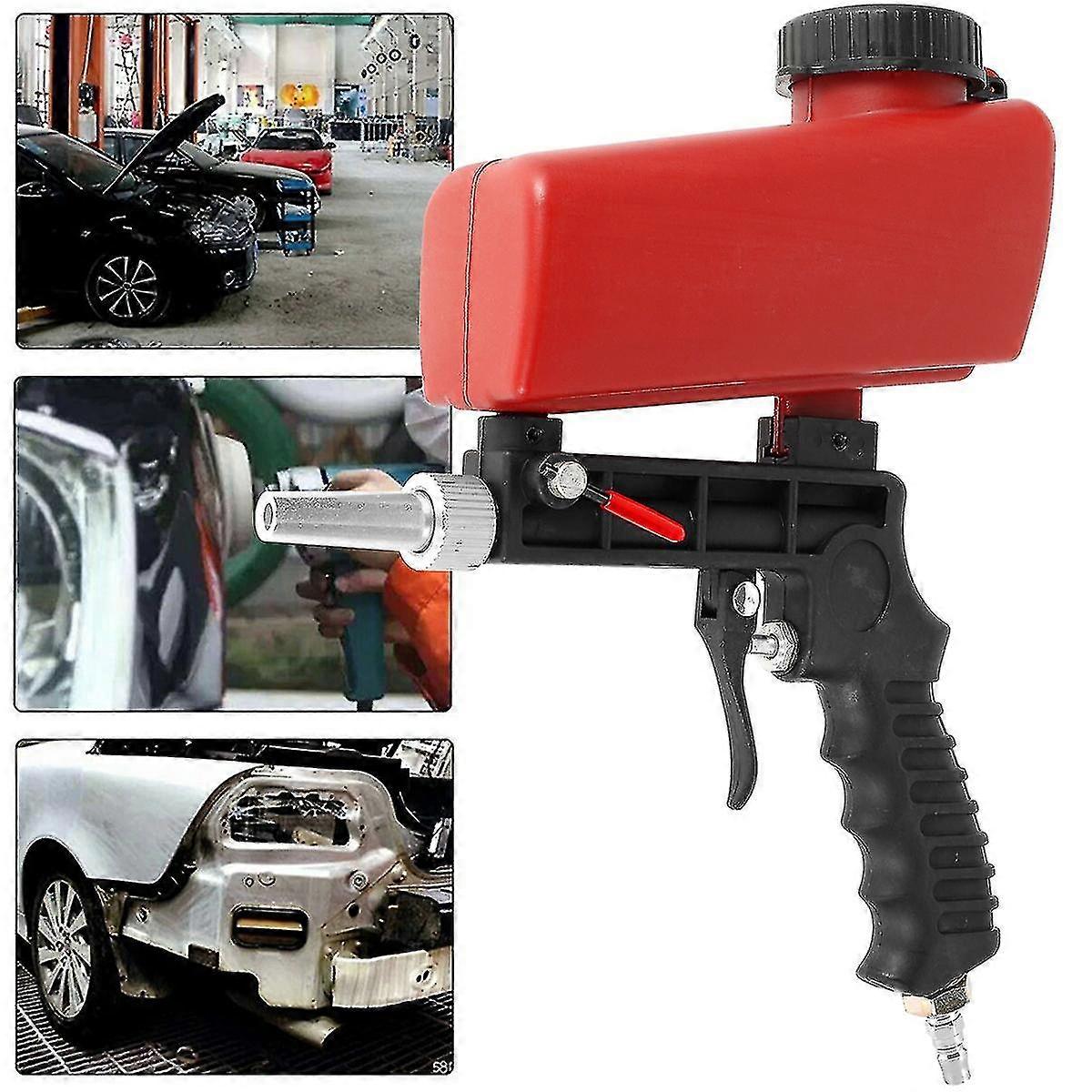 90psi Portable Air Pneumatic Sandblasting Gun, Aluminum Lightweight Handheld Sandblasting Machine, Gravity Adjustable Tool
