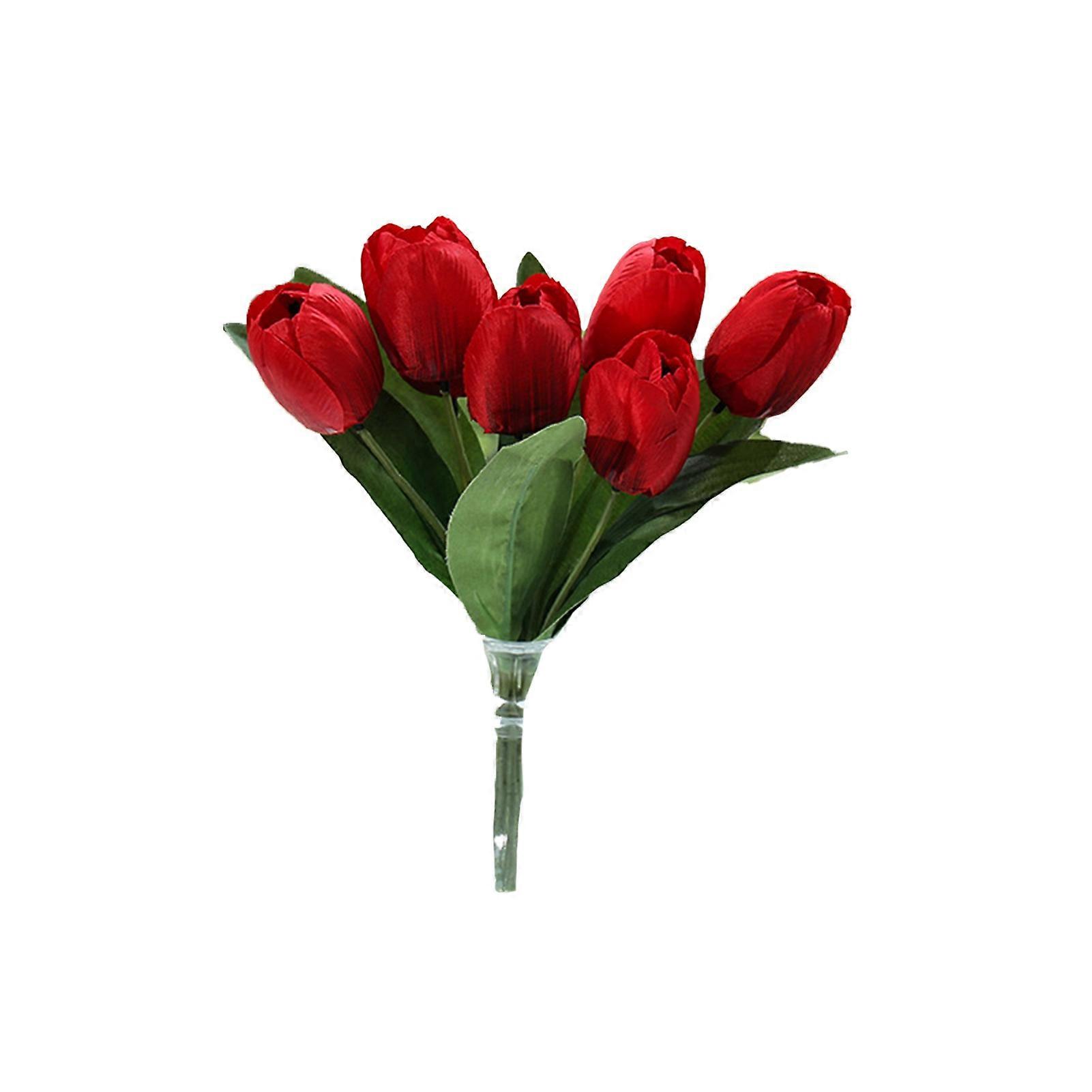 1 Bunch Decorative Bright-colored Artificial Flower Faux Silk Flower Handmade Simulation Tulip for Home