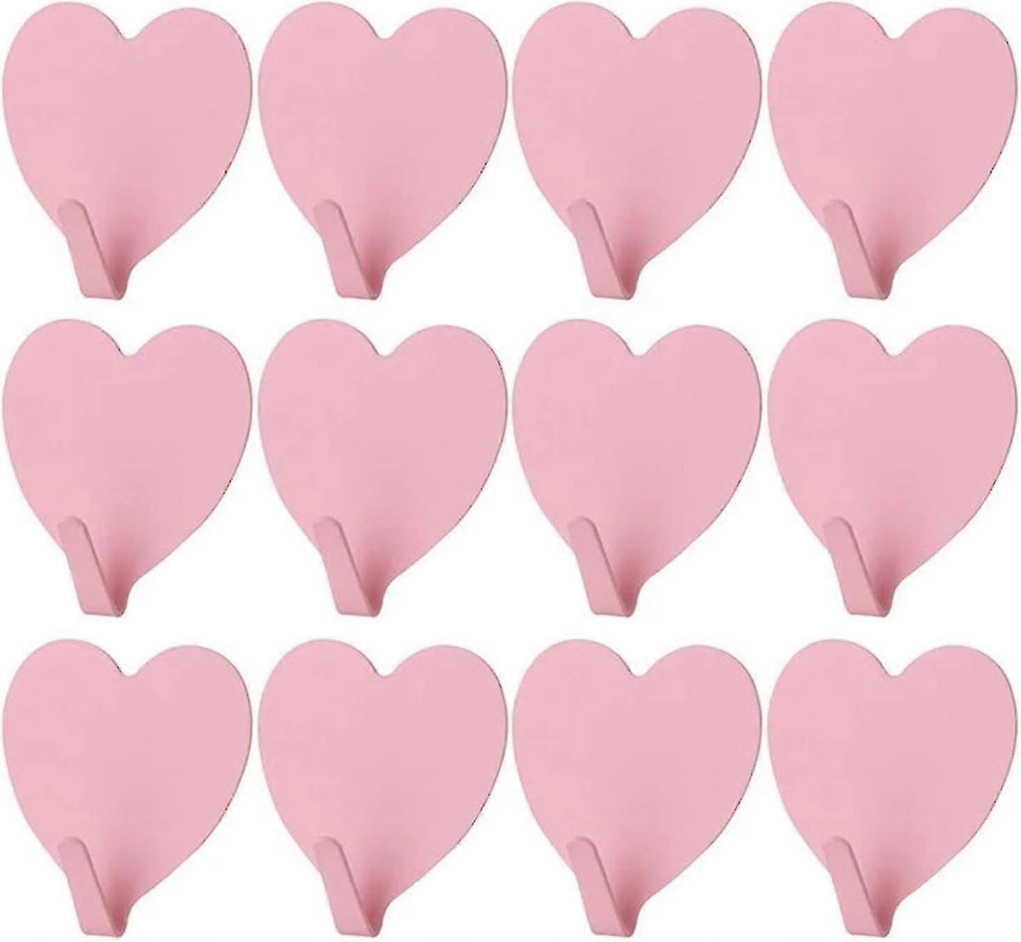 Coat Hooks 12 Pcs Heart Shaped Iron Wall Hooks Adhesive Hangers Hook Trackeless Hook Decorative Key Hanger (color: Dark Gray)