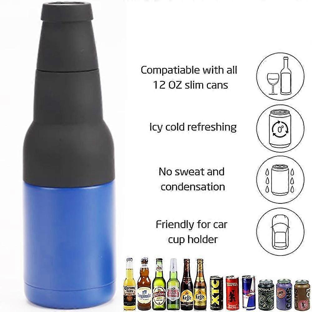 Vacuum Insulated Double Walled Stainless Steel Beer Can And Bottle Cooler 3 In 1 Insulation And Cold Storage Jar With Bottle Opener