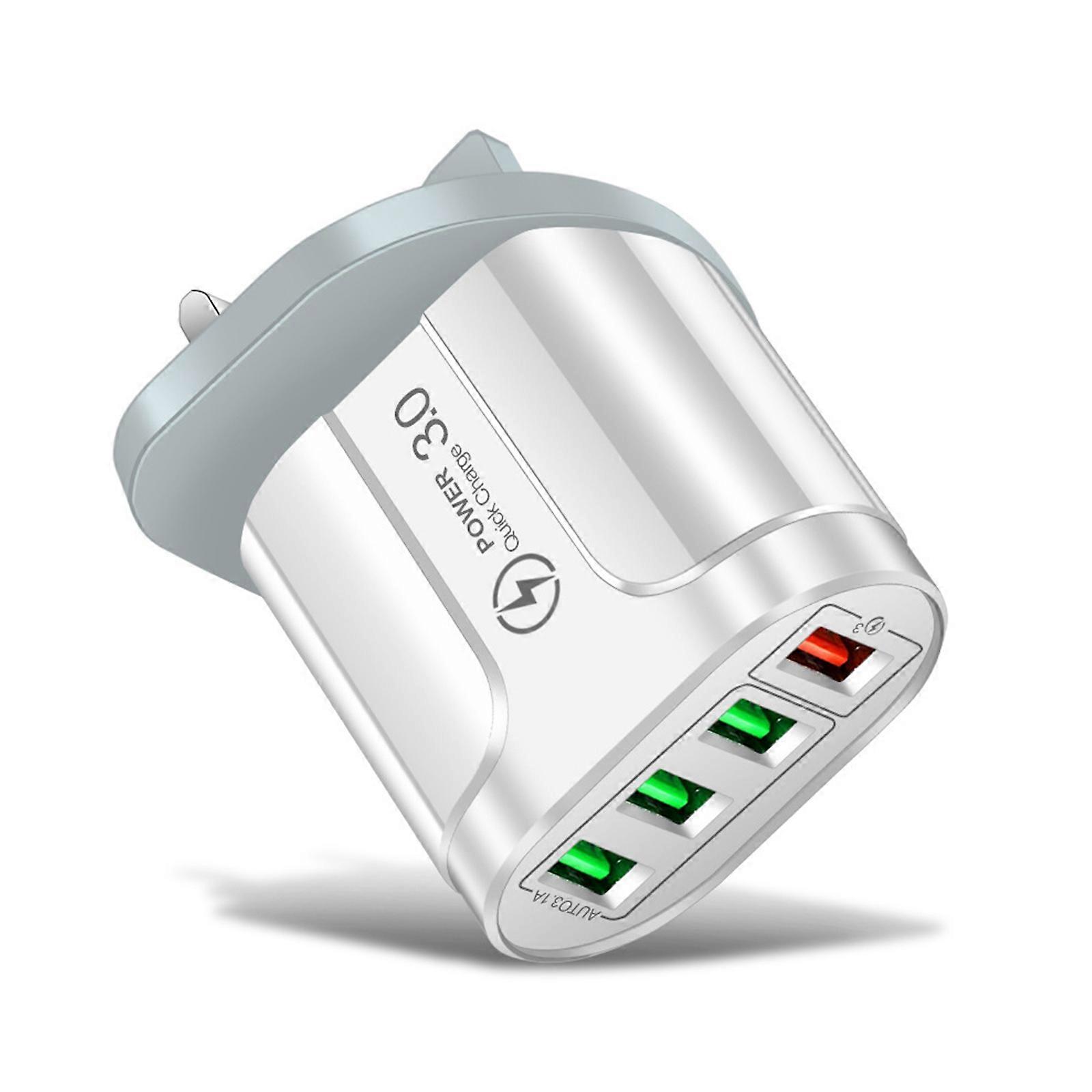 4-Port USB Charger Block EU/UK/US Travel Plug Adapter Portable Charging Block