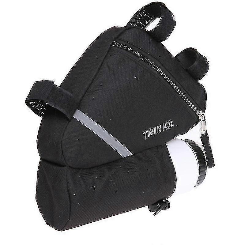 Cycling Storage Bag Triangle Frame Strap-on Pouch Mtb Bag With Kettle Holder (black)