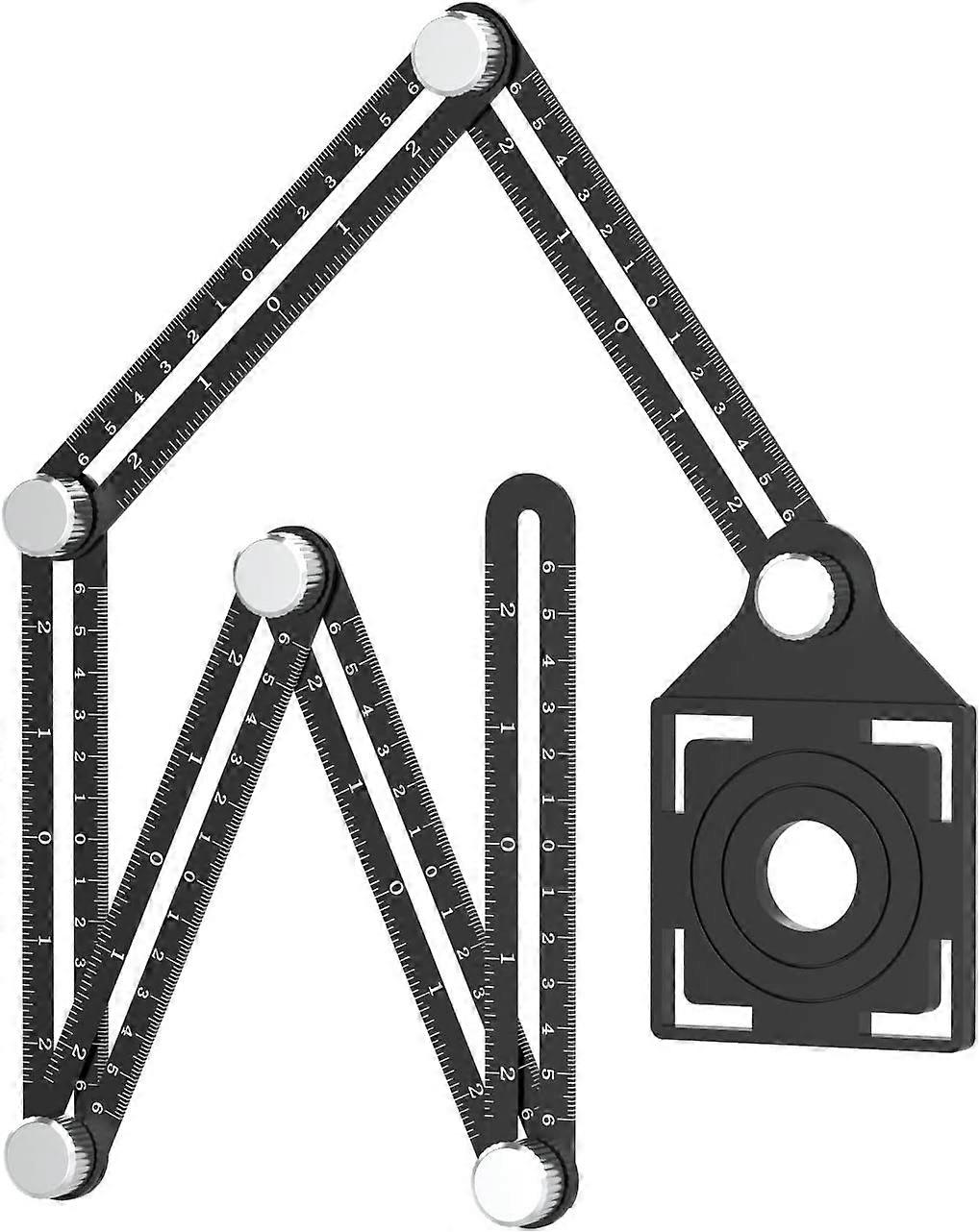 Sixfold Multi-Angle Measuring Ruler, Double Head Folding Ruler Jig Tool Universal Drilling Guide Locator Tiles for Builders, Craftsmen, Carpenters