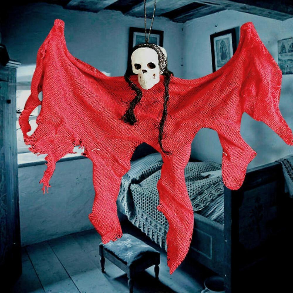 Halloween Spooky Hanging Ragged Skeleton Ghost, Grim Reapers Props Party Skull Gauze Grimace Hanging Ghost Skull Outdoor Indoor Decoration