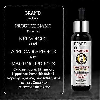 Huile de croissance de barbe pour hommes Absorption rapide Hydrater Barbe Sérum Exhausteur de Barbe Efficace Plante Naturelle Traitement de Barbe 60ML