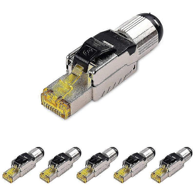 6-Pack Tool Free Shielded RJ45 Cat 8,Cat8 Termination Plug,Cat8 Plug