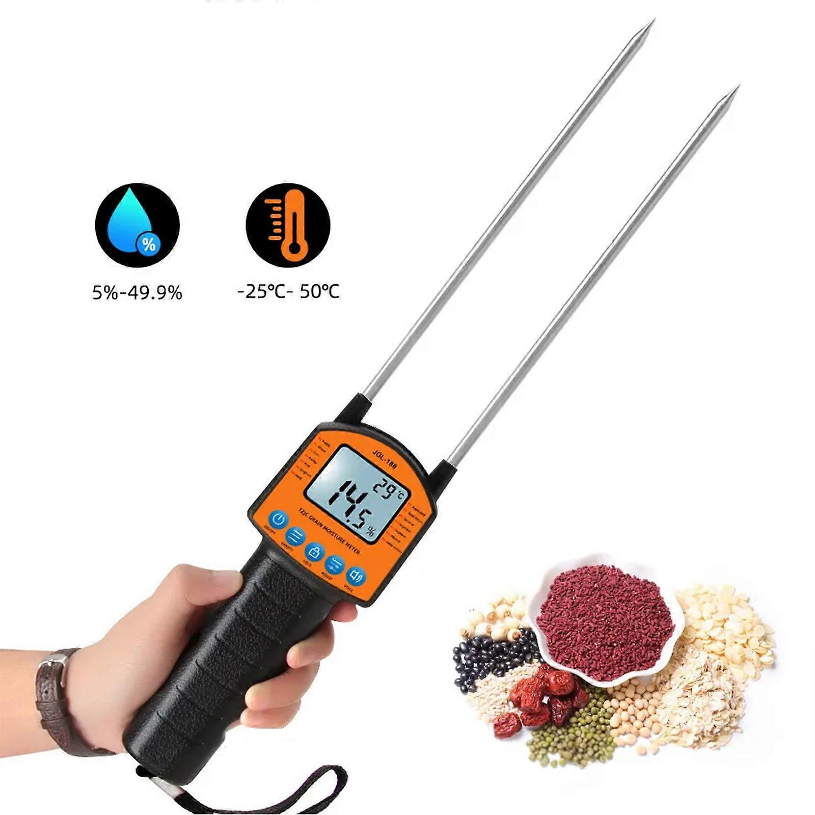 Moisture Meter Straw Hay Grain Moisture Meter LCD Measuring Device 2 Probejy