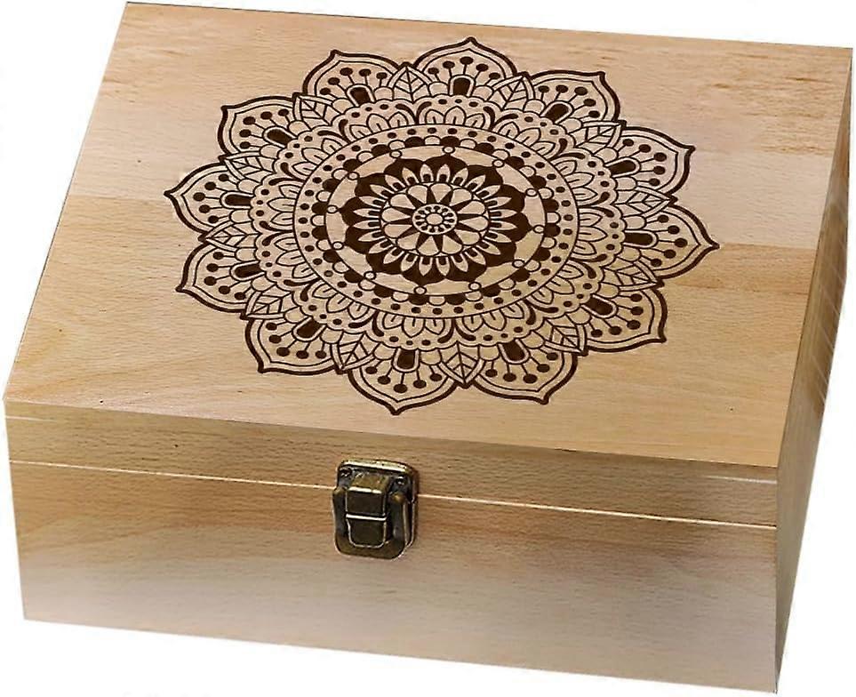 Wooden Memory Keepsake Box Decorative Boxes Mandala Flower Keepsake Boxes with Lids Memory Box for Keepsakes for Anniversary Wedding Memory Birthday V