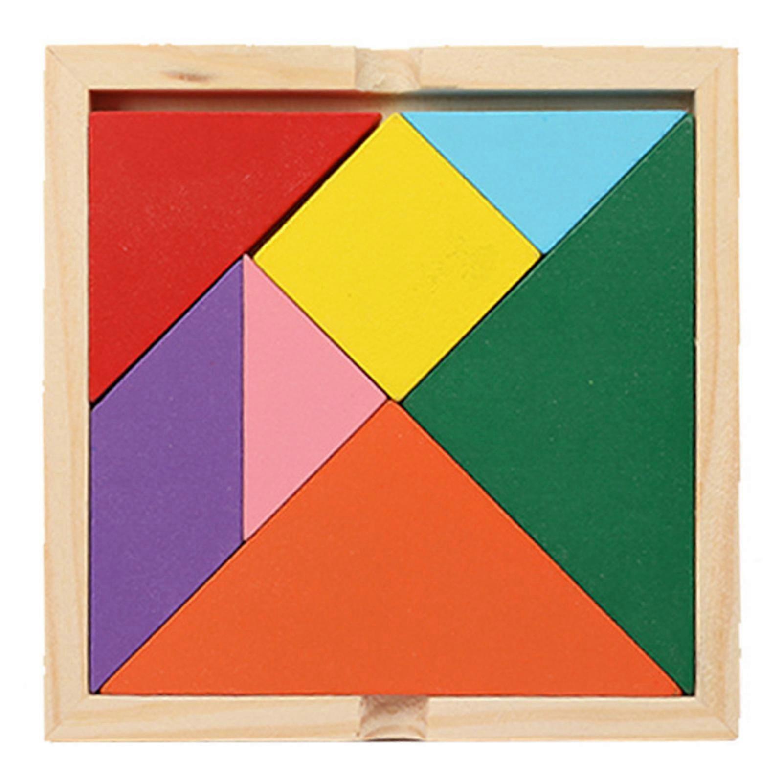 Blocs de bois Puzzle Brain TrainingToy pour enfants Bébé Surface lisse Coloré 3D Tangram Jigsaw