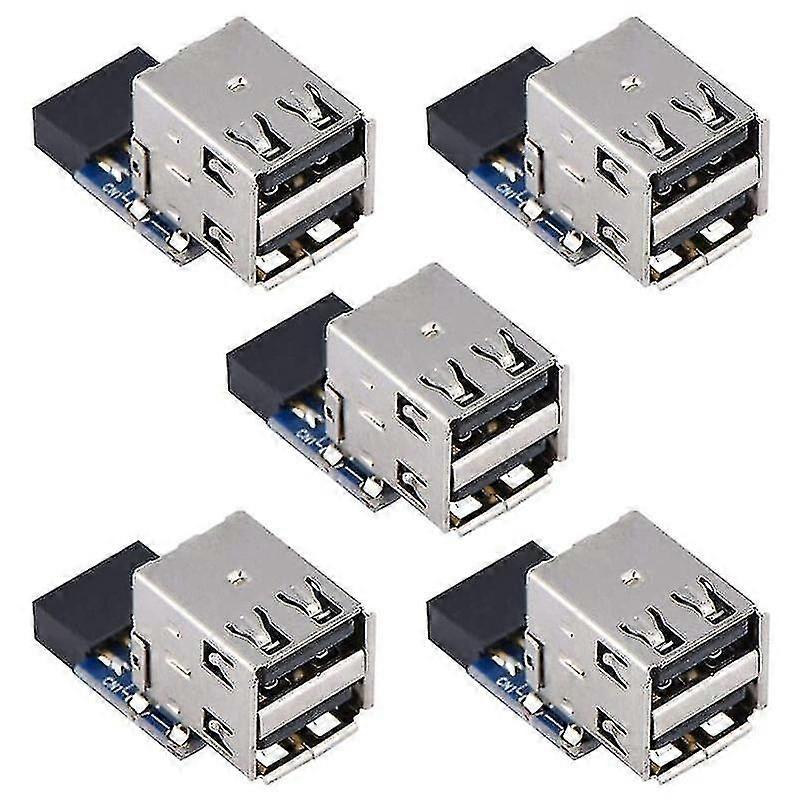 5pcs Desktop Board, 9pin/10pin Dual Usb2.0 A Port Front Panel Adapter