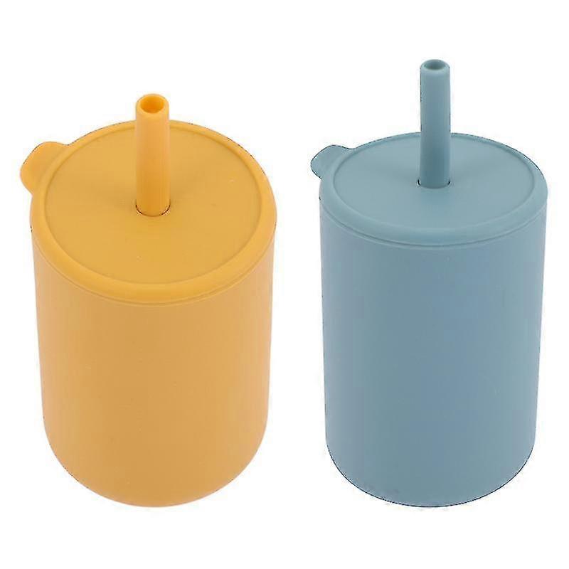 2pcs Baby Straw Cups Silicone Toddler Cups With Straw Baby Sippy Cups Straw Cups