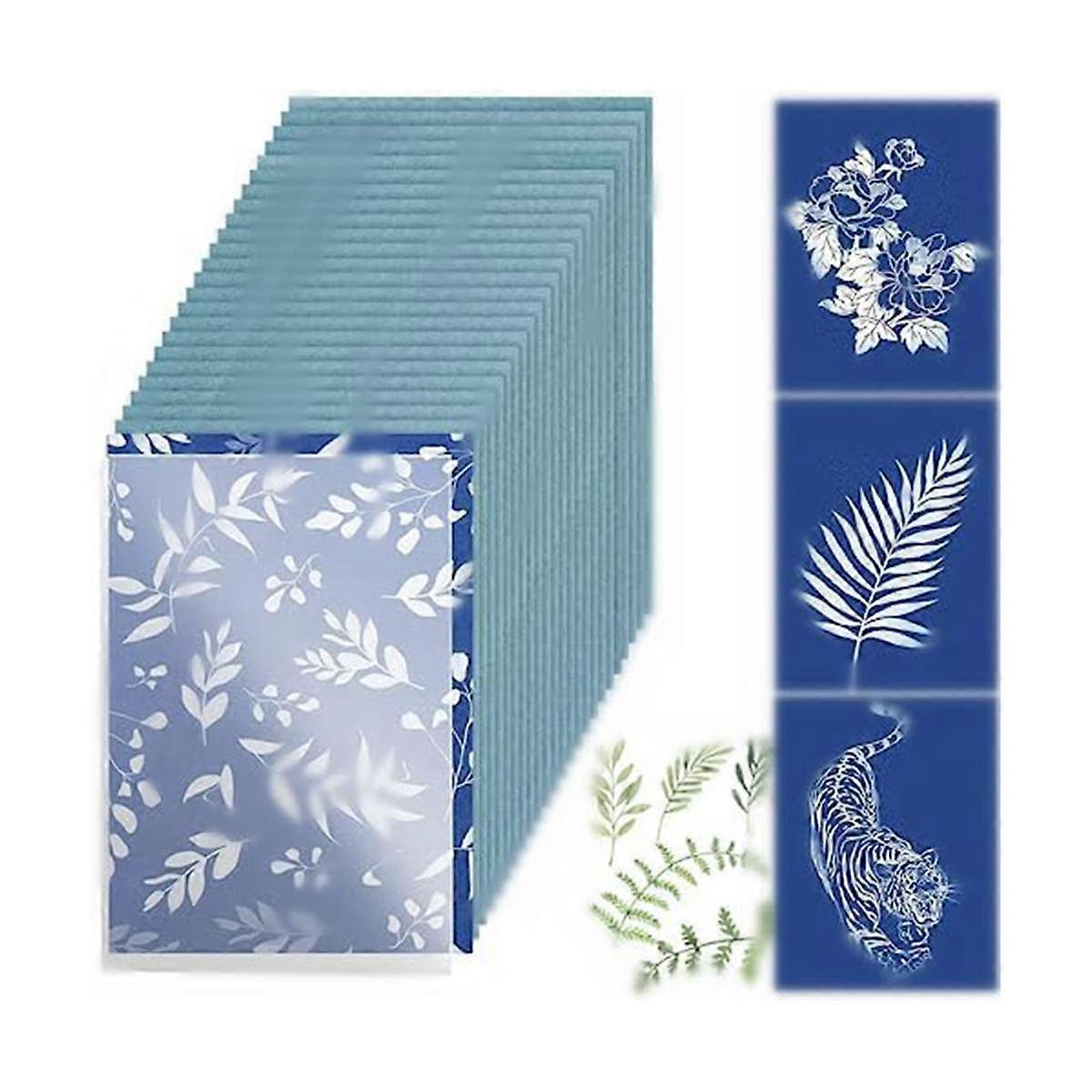 30 Sheets Cyanotype Paper, Sun Art Paper Kit, Solar Drawing Paper Nature Printing Paper for Kids Ad