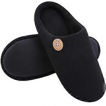 Winter Warme Katoenen Slippers Voor Vrouwen Mannen Flats Zachte Antislip Pluizige Schoenen Ontwerp Glijbanen Paar Indoor House Slippers Zwart