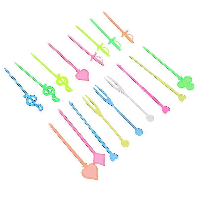 100pcs Disposable Fruit Insert Plastic Fruit Picks Creative Fruit Mini Forks Party Favors(random Pattern)