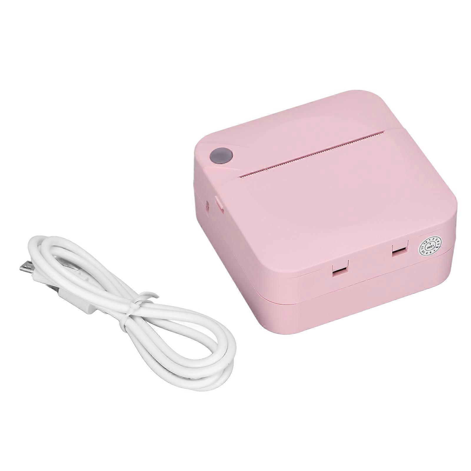 Mini Printer 200DPI Thermal Paper Ergonomic Design Rechargeable Battery Safe Stable Portable Printer for Home OfficePink