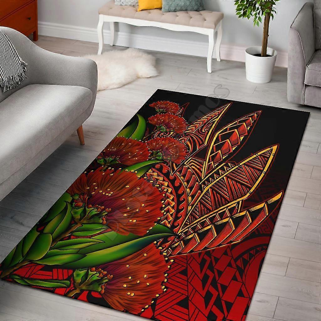 Nauru Polynesian Area Tæppe Summer Plumeria 3D Printet Tæppemåtte til stue Dørmåtte Flannel Print Soveværelse Skridsikkert gulvtæppe