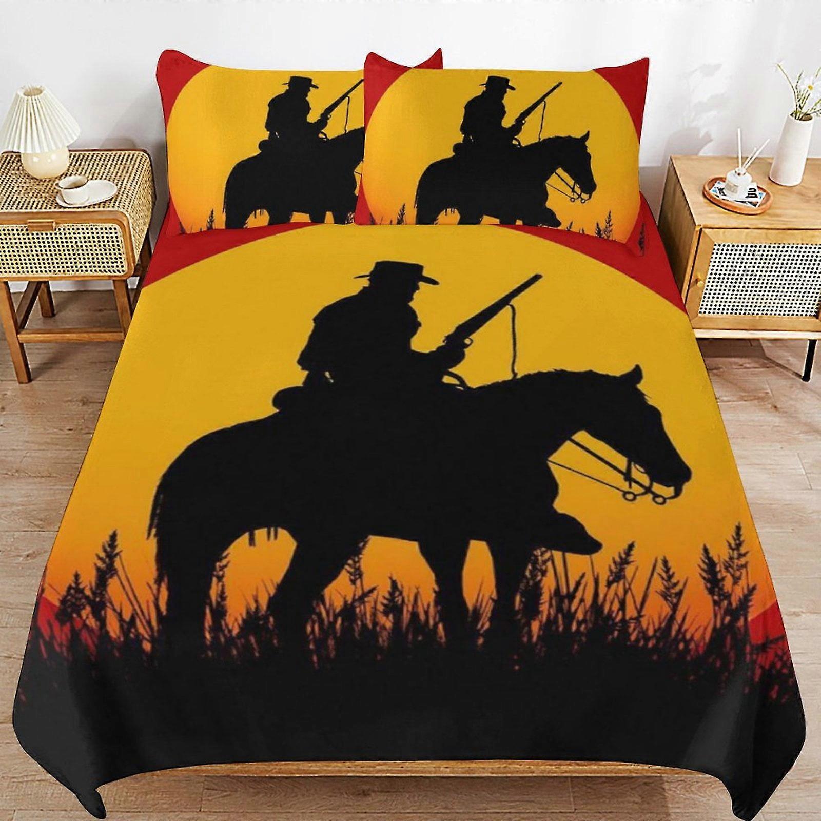 Bedding set GD226 Red Dead Redemption Comforter Set 3 Pieces Quilt Cover Set Soft Bedding Sets for All Seasons (1 Comforter  2 Pillowcases) HZ226