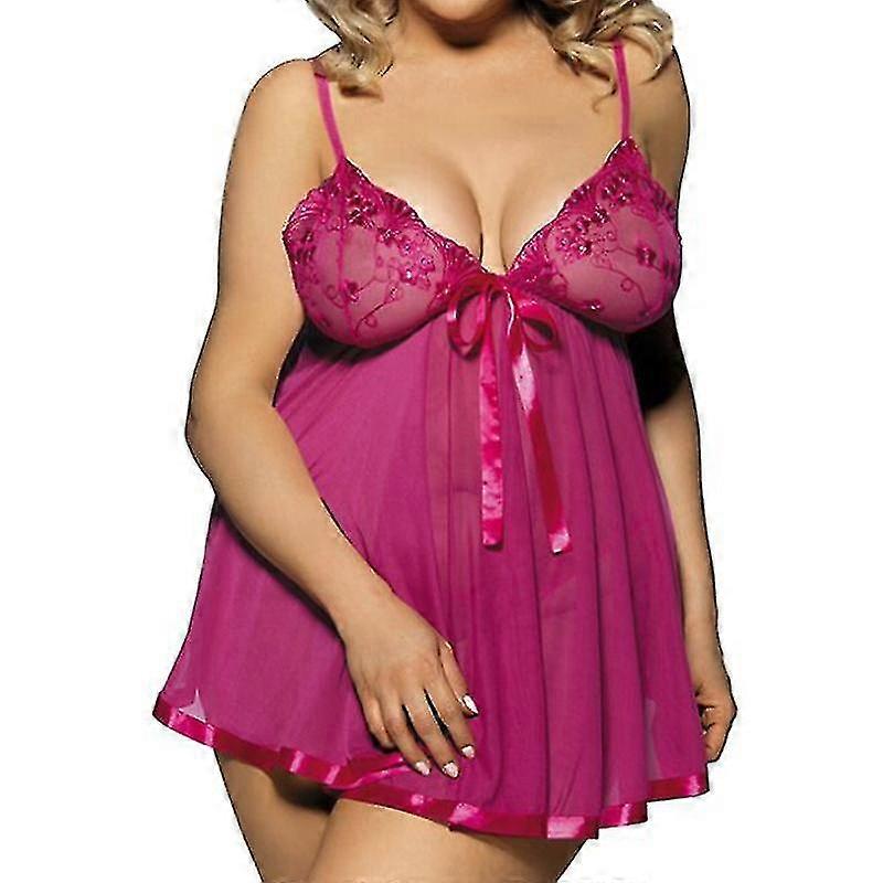 Sheer Nightdress Women Sexy Lingerie Underwear Babydoll Dress Nightwear Plus Size(L)
