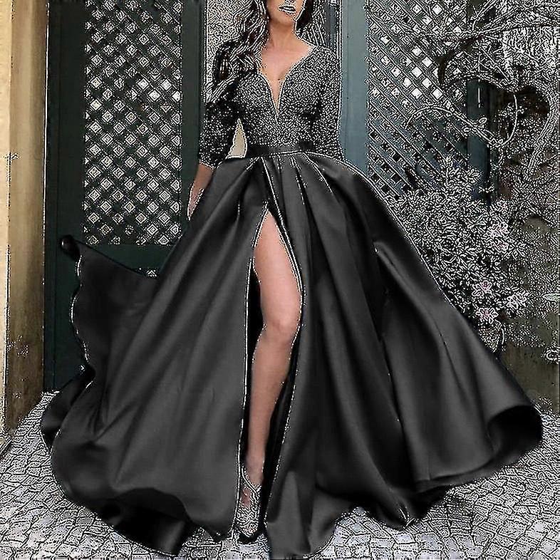 Šaty pro ženy Svatební host Elegantní jaro Léto Krajka Flitry Swing Sexy Skinny Tuxedo Slim Večerní Maxi šaty
