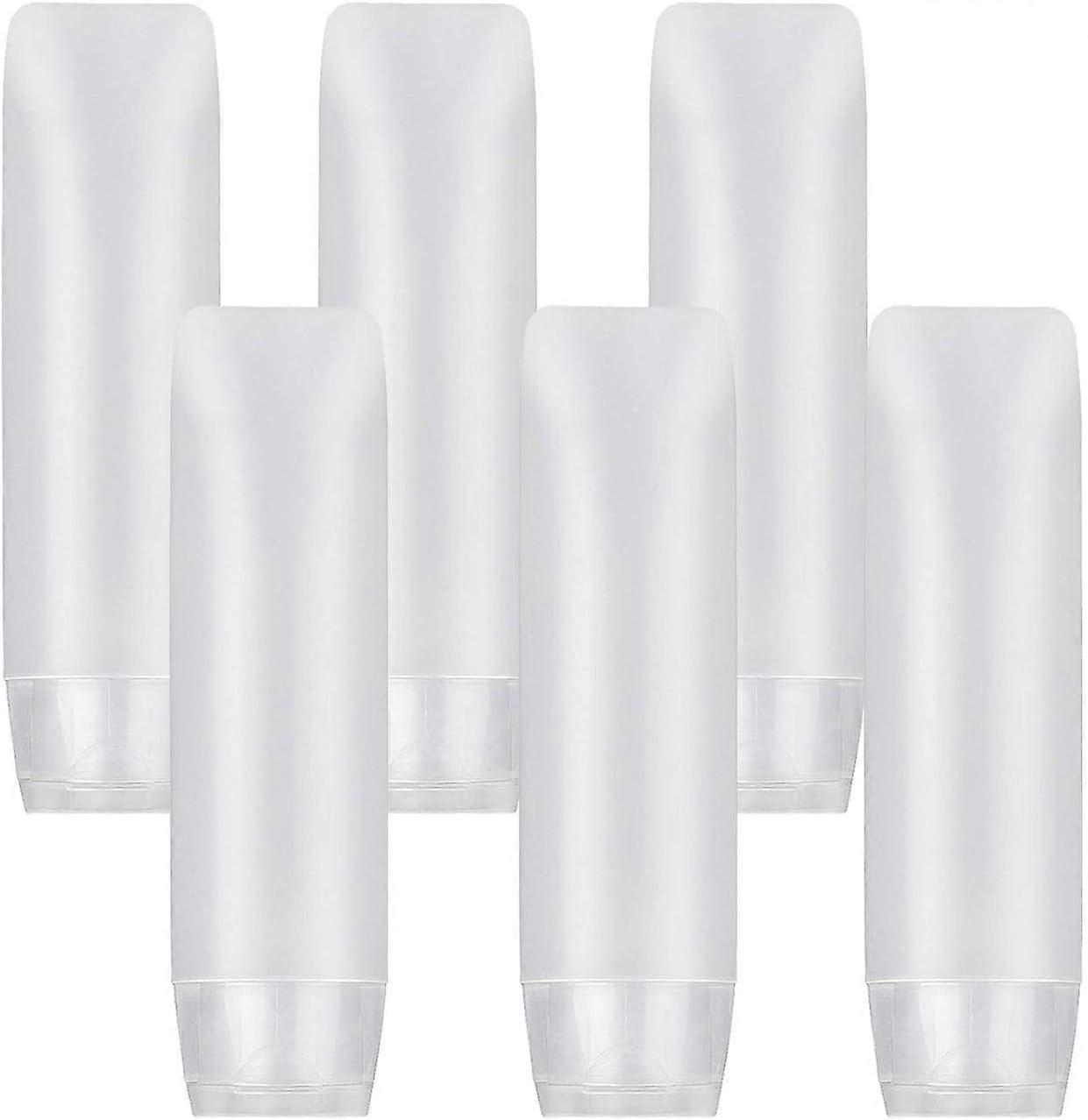 6Pcs 30ml Clear Plastic Empty Travel Bottles with Flip Cap, Transparent Refillable Cosmetic Containers Squeezable Tubes