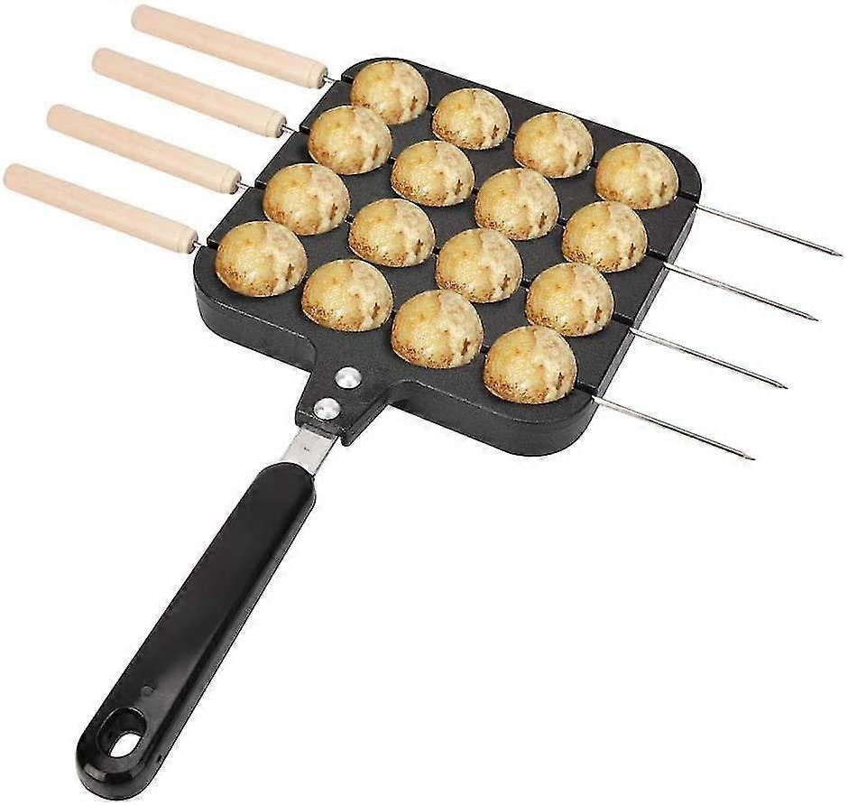 Takoyaki Grill Pan, Takoyaki Pan With Handle,16 Holes 4 Baking Needles