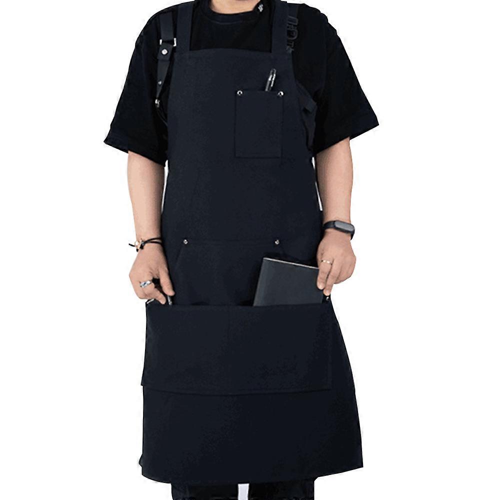 Cotton Canvas Chef Aprons with Large Pockets - Cross Back Adjustable Work Apron