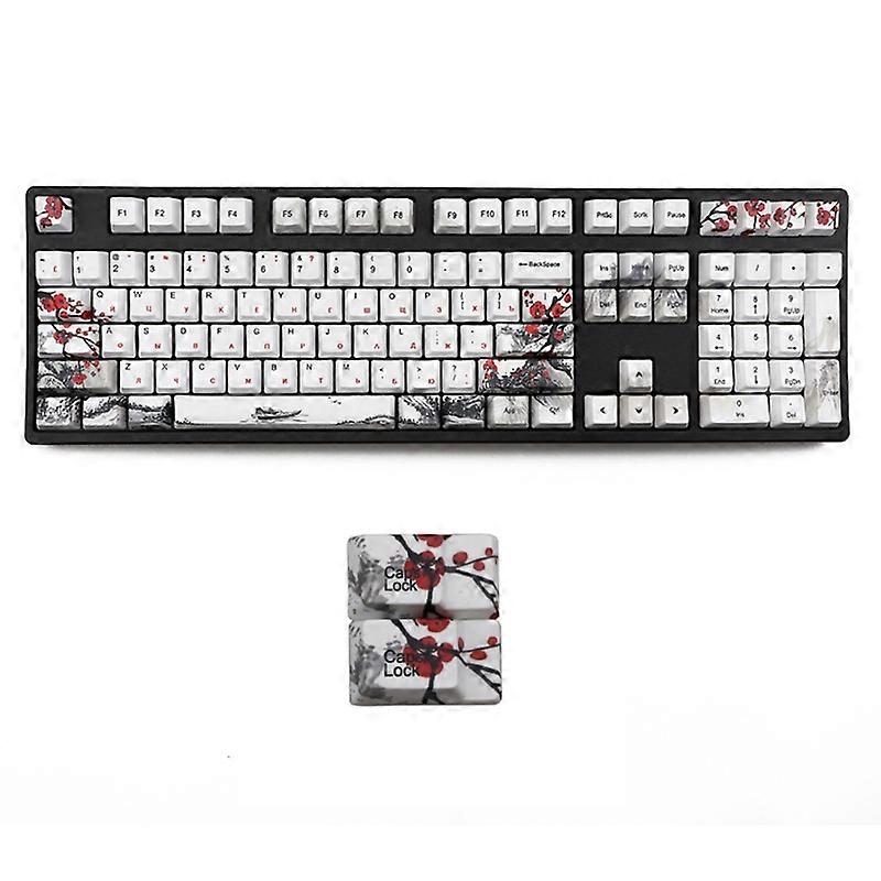 110 Keys PBT Mechanical Keycaps DYE-SUB OEM Plum Blossom Theme Russian English