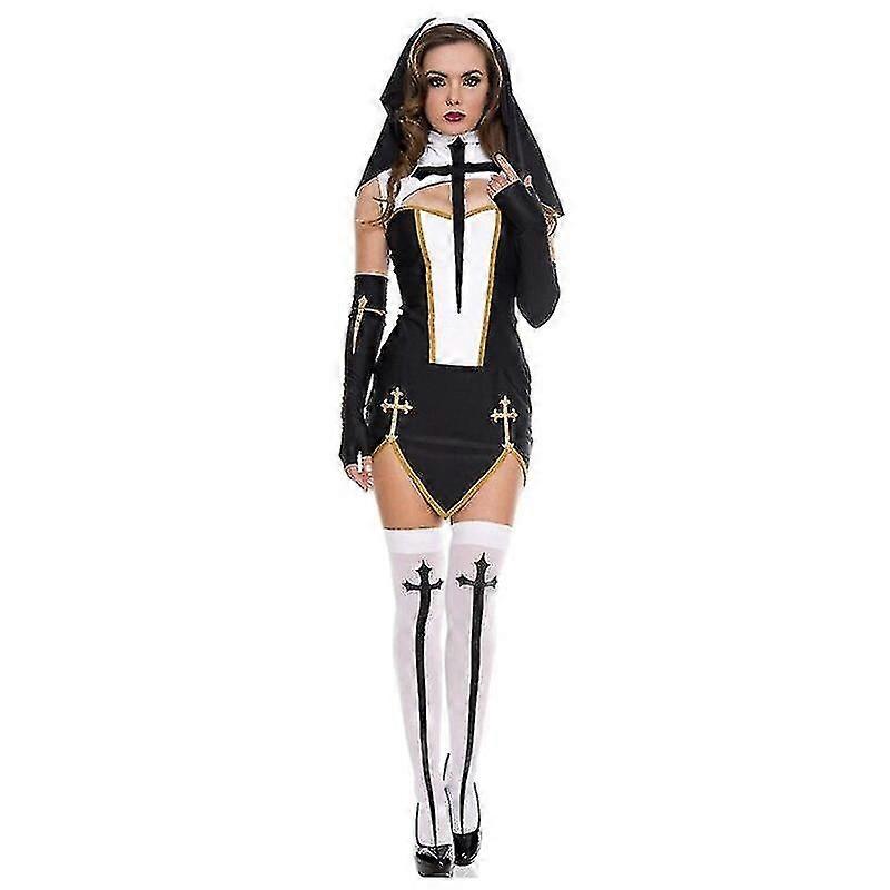 جديد مثير نون زي النساء البالغات Cosplay مع جوارب هوديي الأبيض لهالوين الأخت Cosplay حزب زي