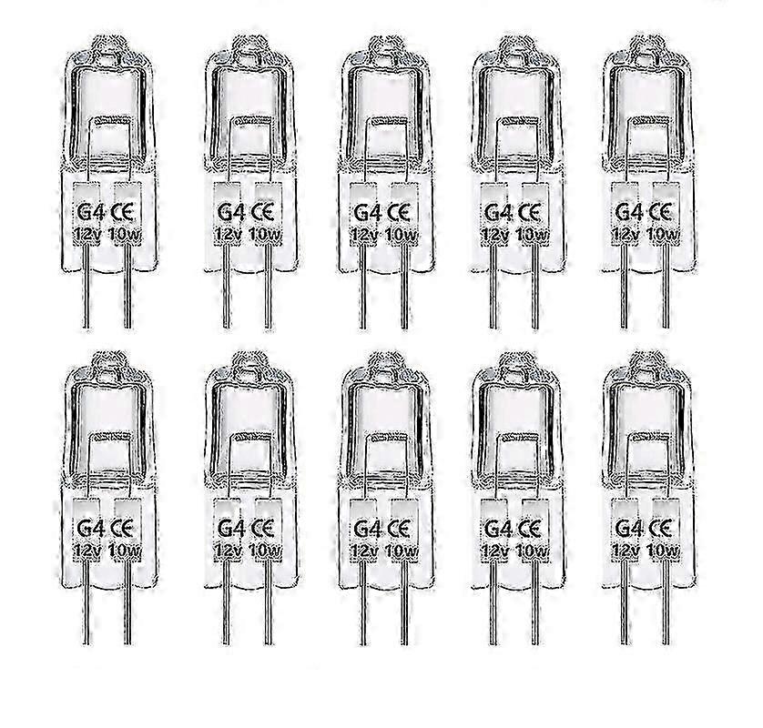 10パックG4ハロゲン電球10w 12v調光可能2ピンランプ電球、温白色クリアカプセル2ピンベース、照明用