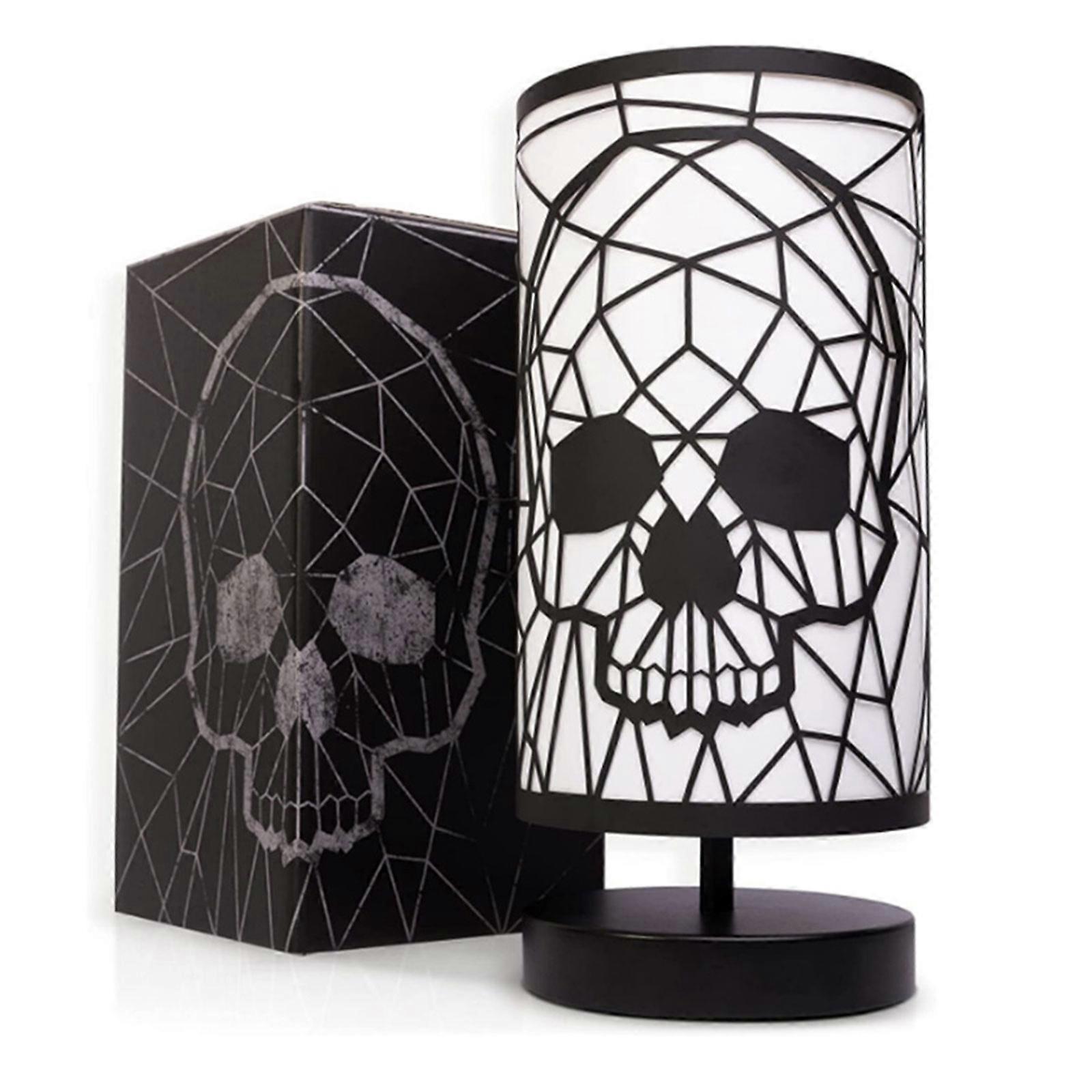 3-Way Dimmable Touch Control Skull Table Lamp with Plug-in Switch, Black Industrial Nightstand Lamp with Round Skull Metal Cage Lampshades,,100% New