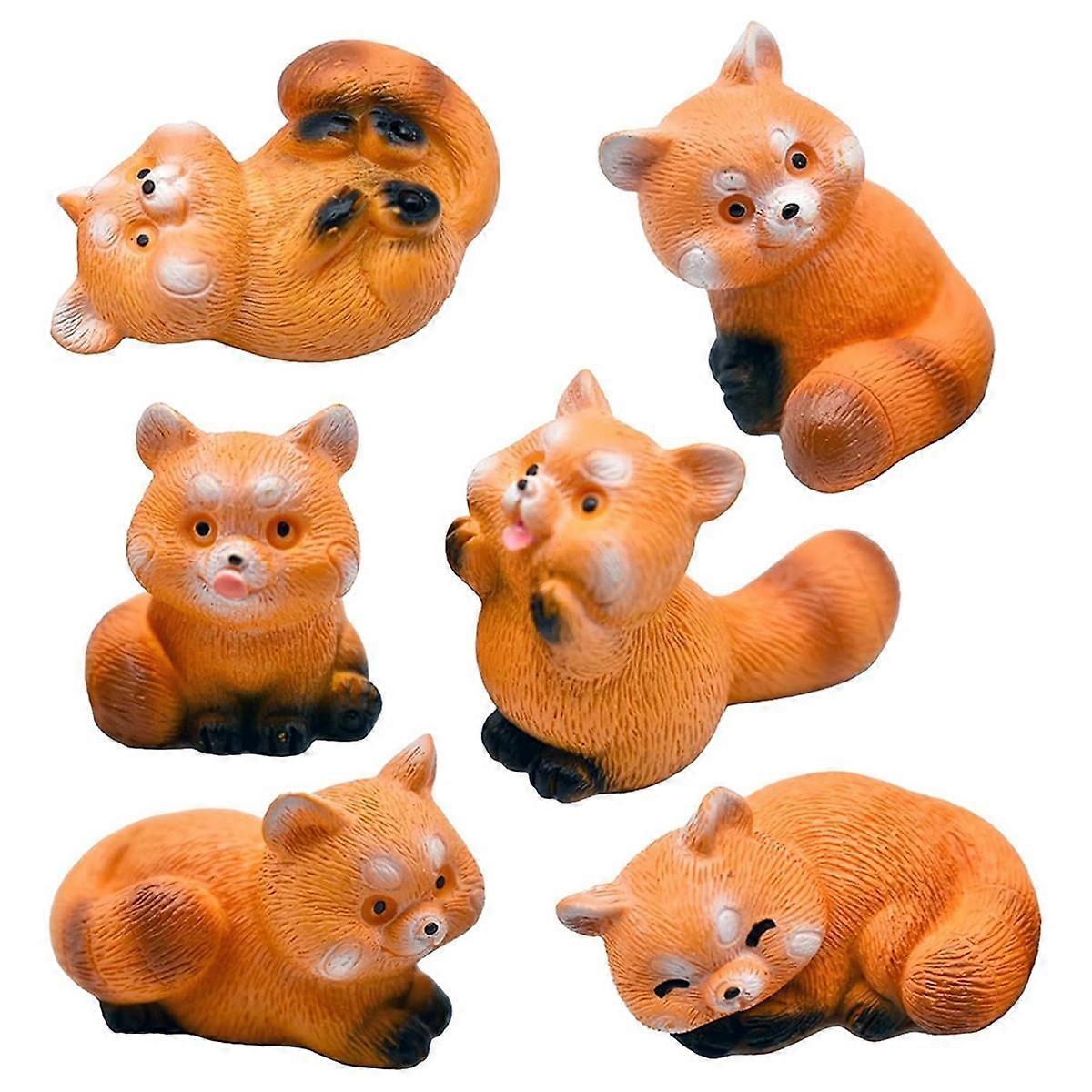 Miniatyr små figurer 2,5 cm tecknade mini röda panda figurer set söta hartsdjur tårtdekorationer