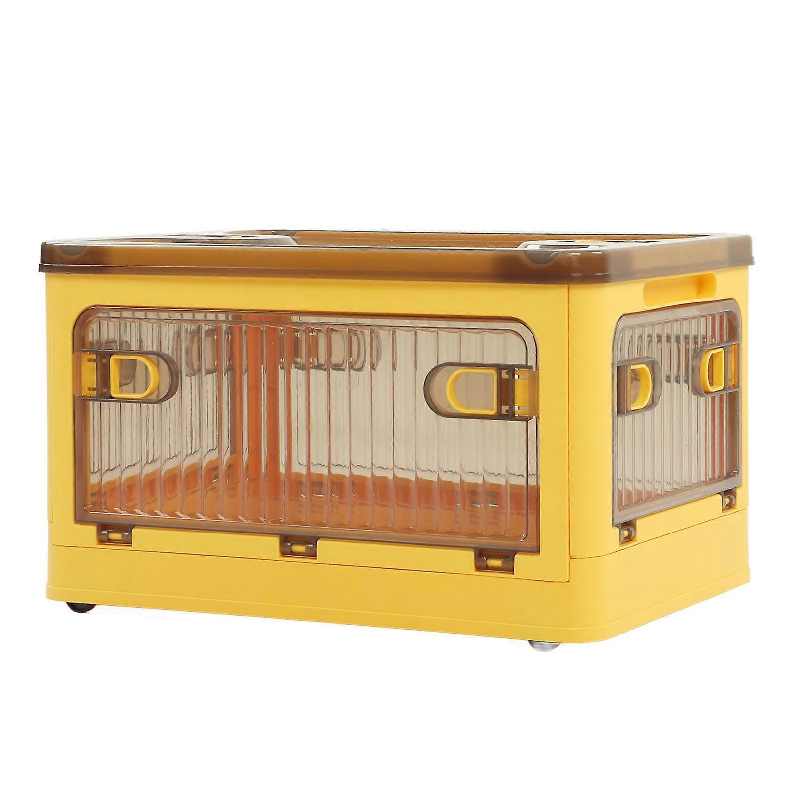 Folding Storage Box with Removable Wheels Small Stackable Storage Bins compatible Living Room Bedroom Yellow