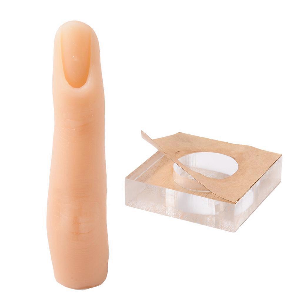 Silicone finger with base flexible simulation finger suitable for nail enhancement practice, ring display
