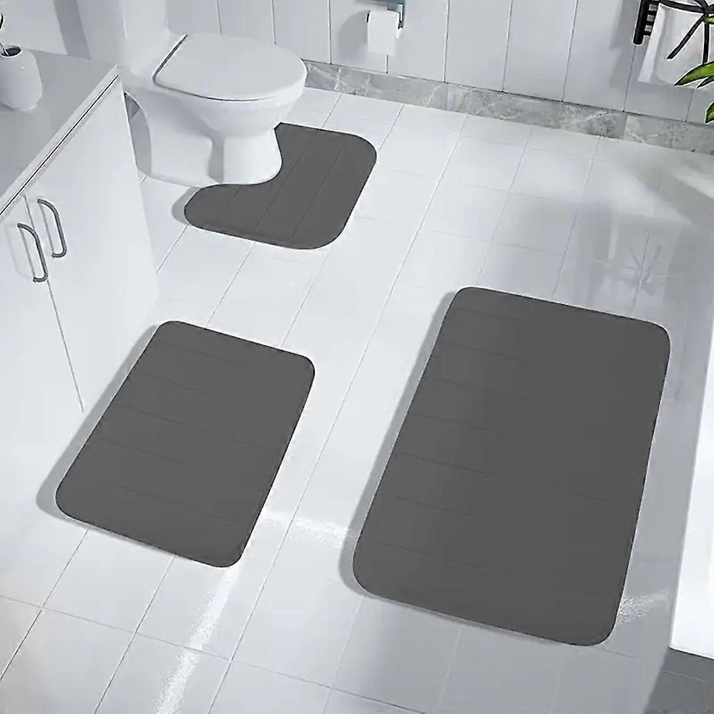 3-Piece Soft Thick Bath Mats Set Practical Nonslip Absorbent Mats for Bathroom Home