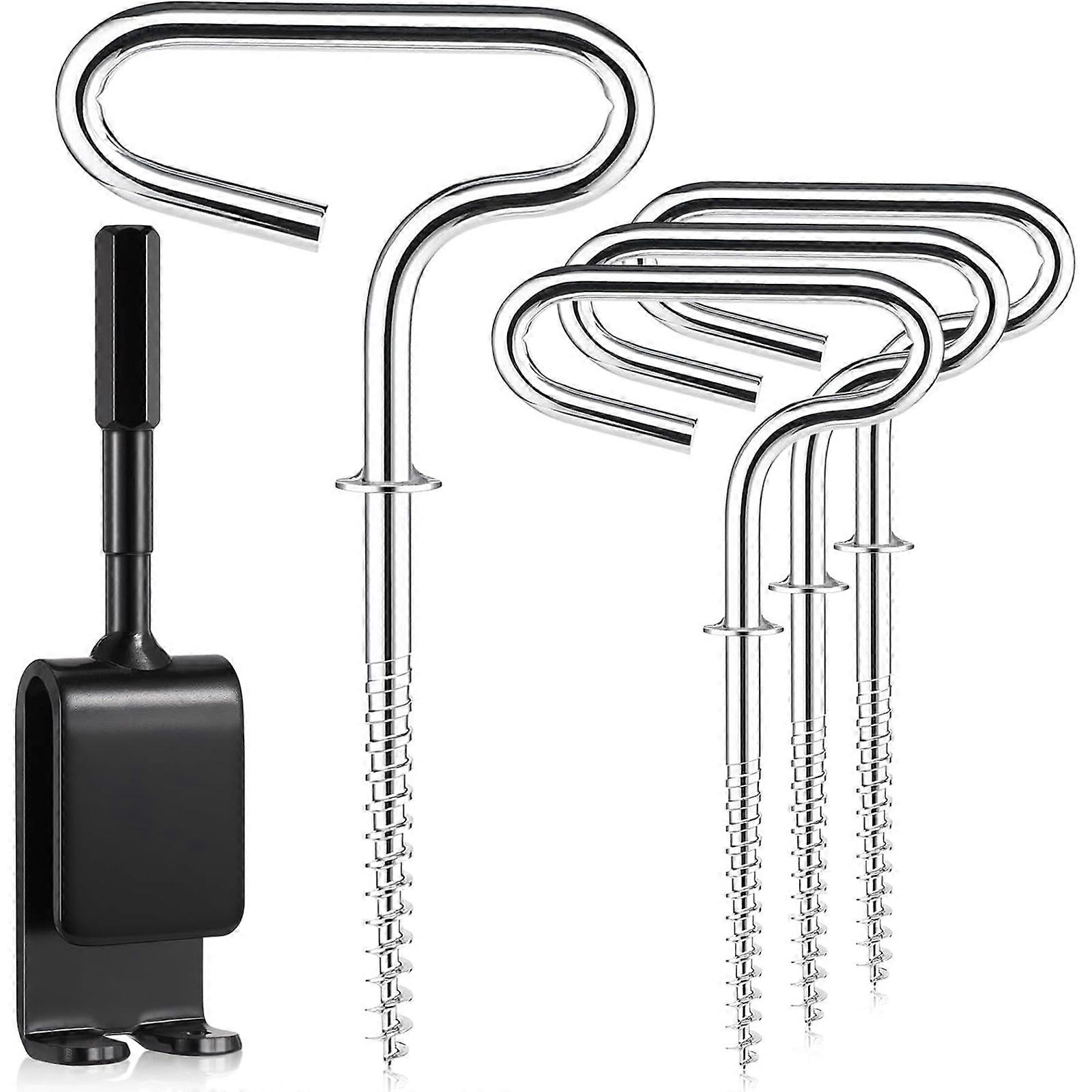 Ice Anchor Drill Adapter, Ice Anchor Tool Kit Large Ice Fishing Shelter Anchors Auger With Threaded Pegs