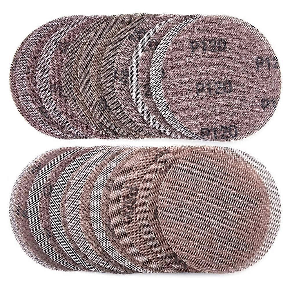 30 Pcs Mesh Sanding Discs 125mm 80-600 Grit and Loop Sanding Paper Dry Abrasive Discs for Sander Re