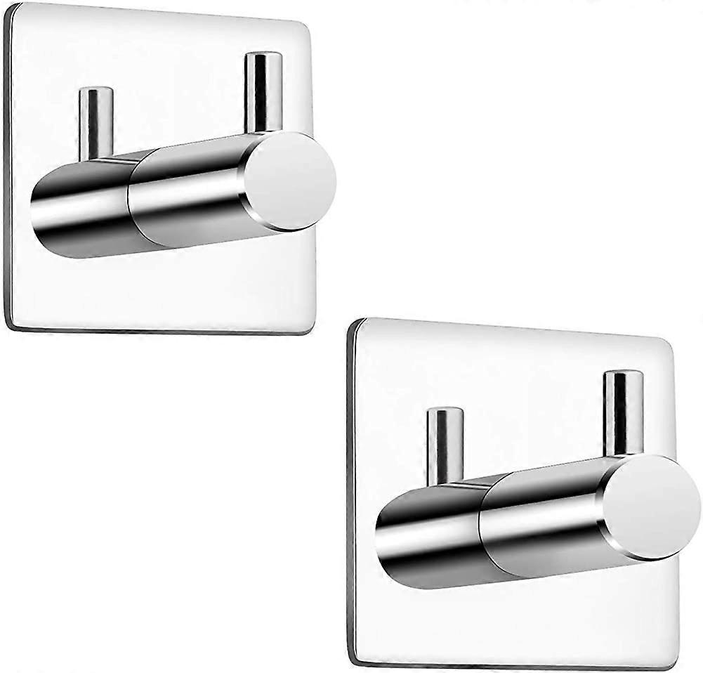 2Pcs. Self-Adhesive Towel Hook Chrome Bathrobe Hook Hook Wall Hook Stainless Gift