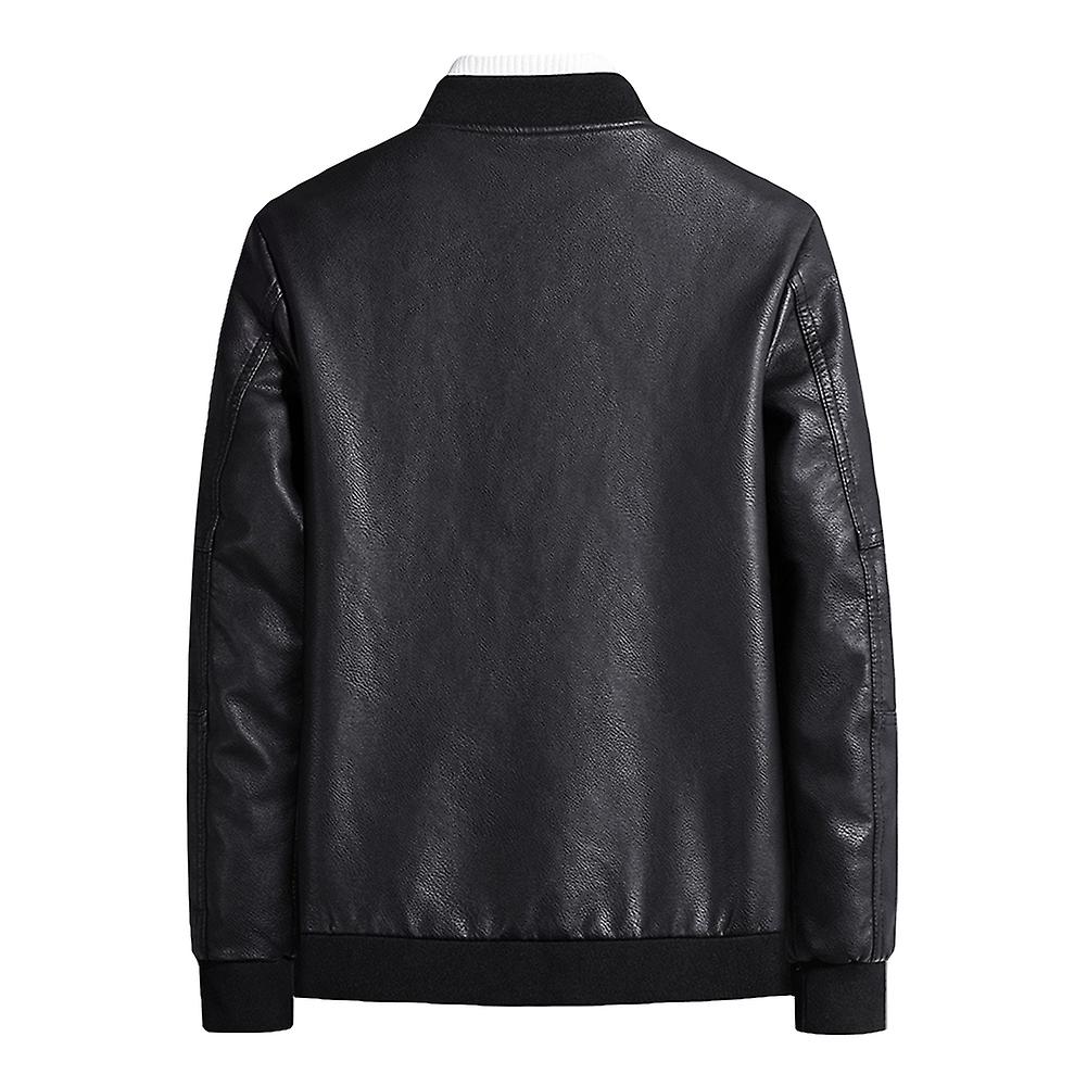 Cloudstyle Men's Casual Classic Stand Collar Pu Leather Jacket