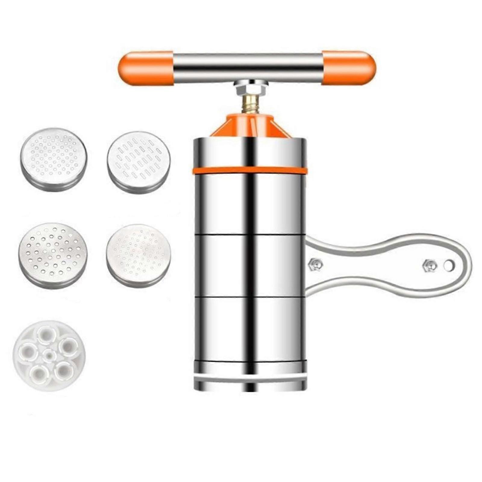 Manual Noodle Maker Noodles Presser Making Machine Tool Kitchen Utensils 18x13x6cm Orange Durable Creative With 5 Molds