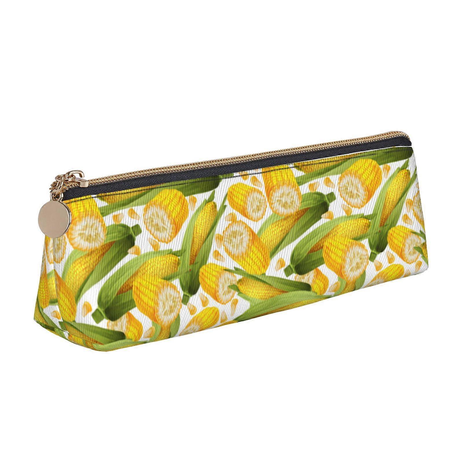 الذرة نمط لطيف الجلود قلم رصاص القلم القضية مثلث المحمولة القلم زيبر حقيبة للرجال والنساء والمكتب والعمل