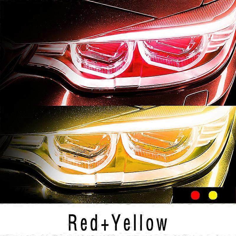 Car LED DRL Strip Daytime Running Lights Turn Signal Bulb Flexible Waterproof Auto 30 45 60cm White Yellow Brake Flow Lamp 2pcs