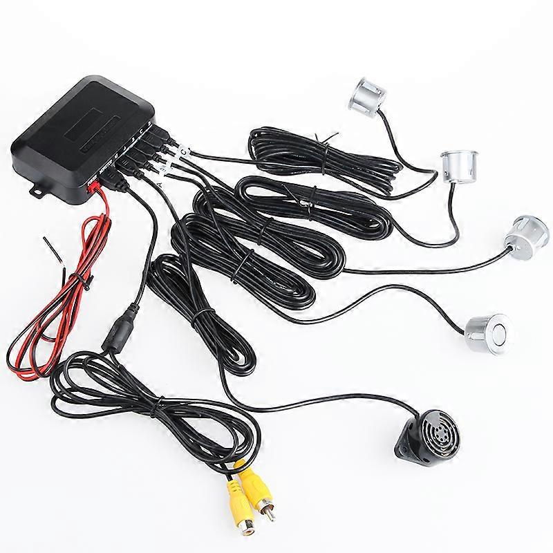 Car Video Parking Sensor Reverse Backup Radar Assistance With 4 Sensors, Parktronic Radar Detector Sensor Estacionamento For DVD