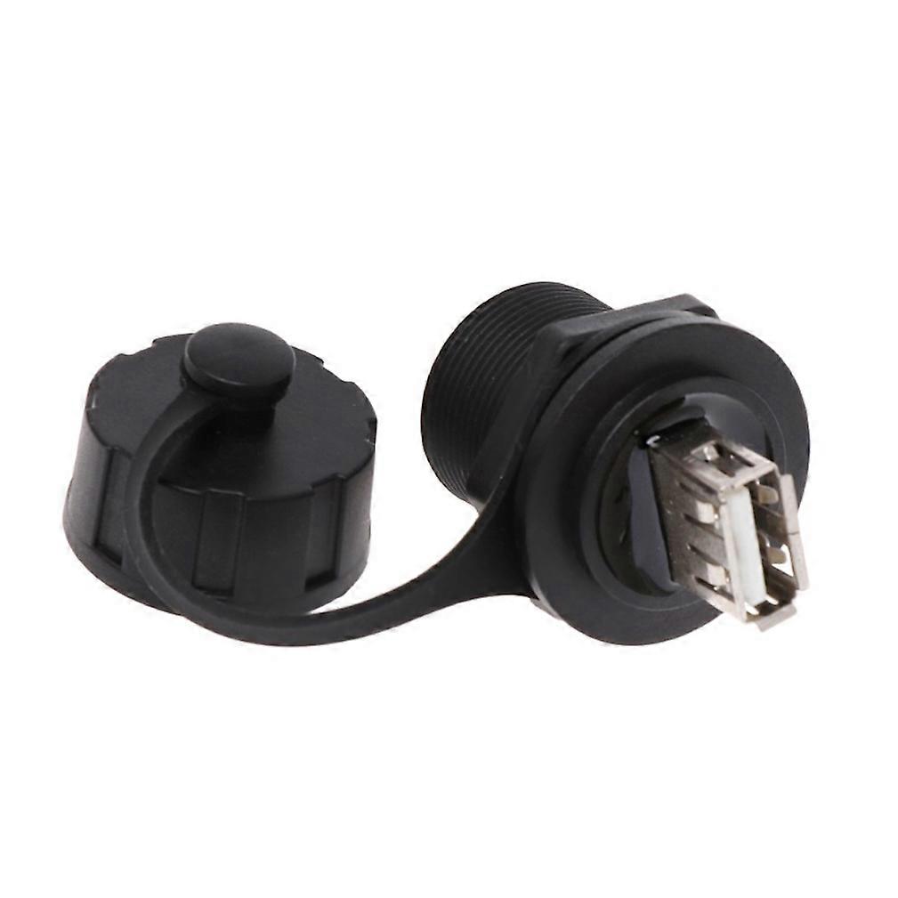 USB 2.0 Female Panel Pass Connector Mount Socket Plug Waterproof IP67 With Cap S03 20