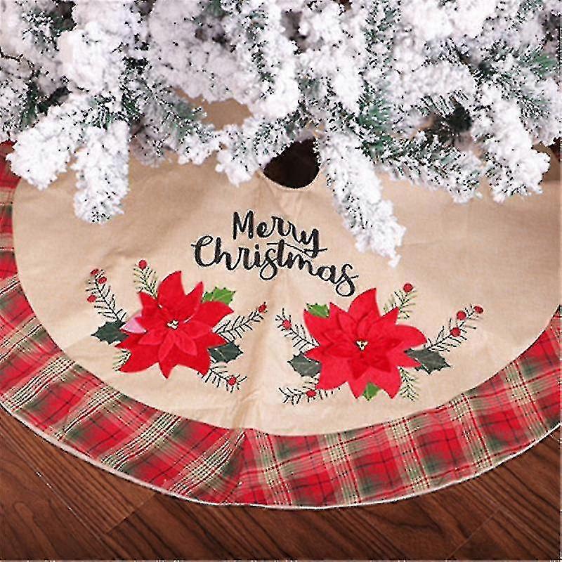 Christmas Burlap Tree Skirt Soft Christmas Tree Mat For Xmas Party Decoration