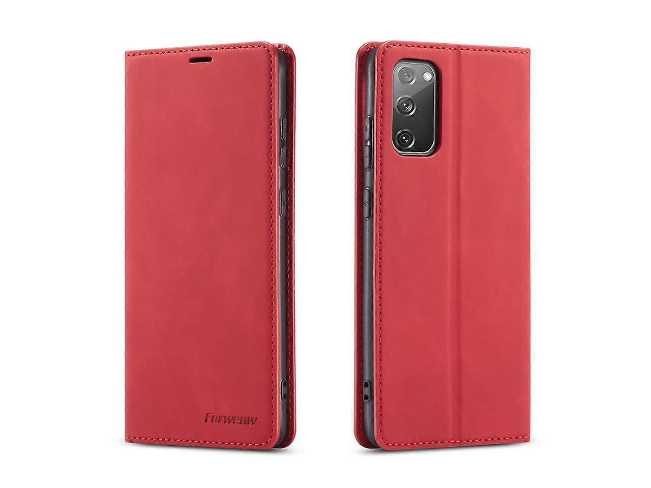 Samsung Galaxy S20 FE 5G Case, Premium PU Leather Cover TPU Bumper with Card Holder Kickstand Hidden Magnetic Shockproof Flip Wallet Case for Galaxy S