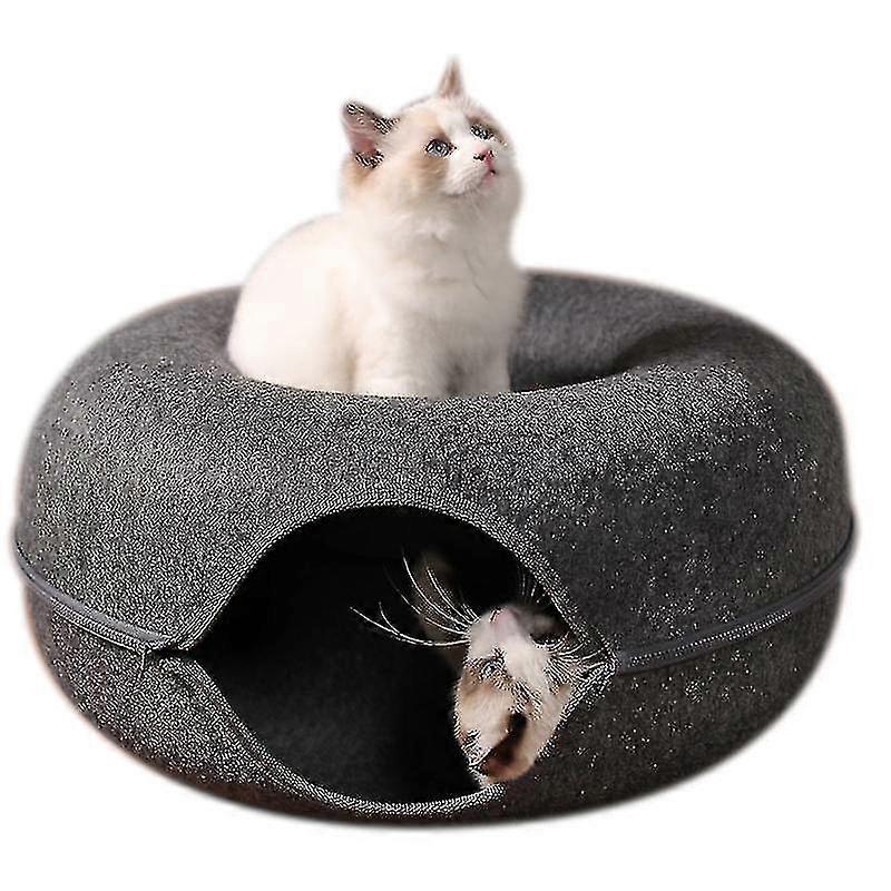 1 kpl Pet Tunnel Donut Cat Bed(tummanharmaa)